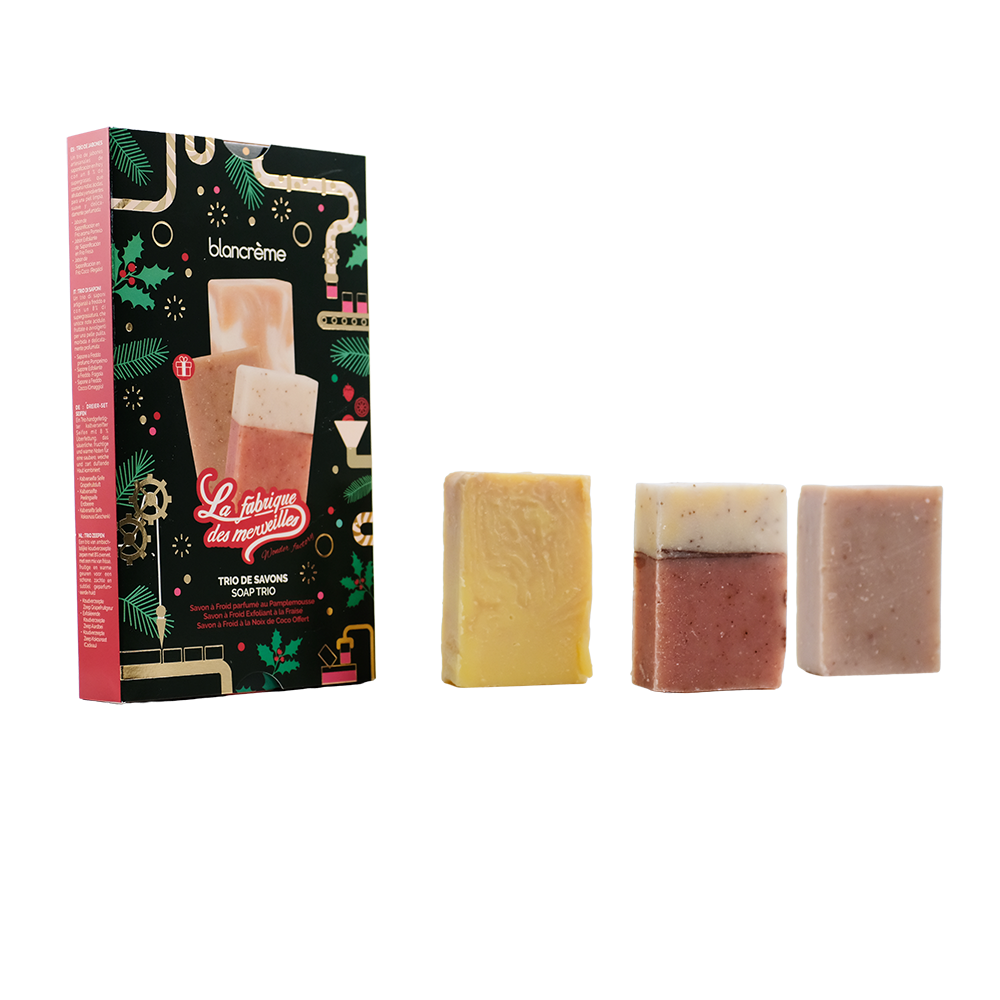 Trio savons pour le corps - Fraise, Pamplemousse & Coco